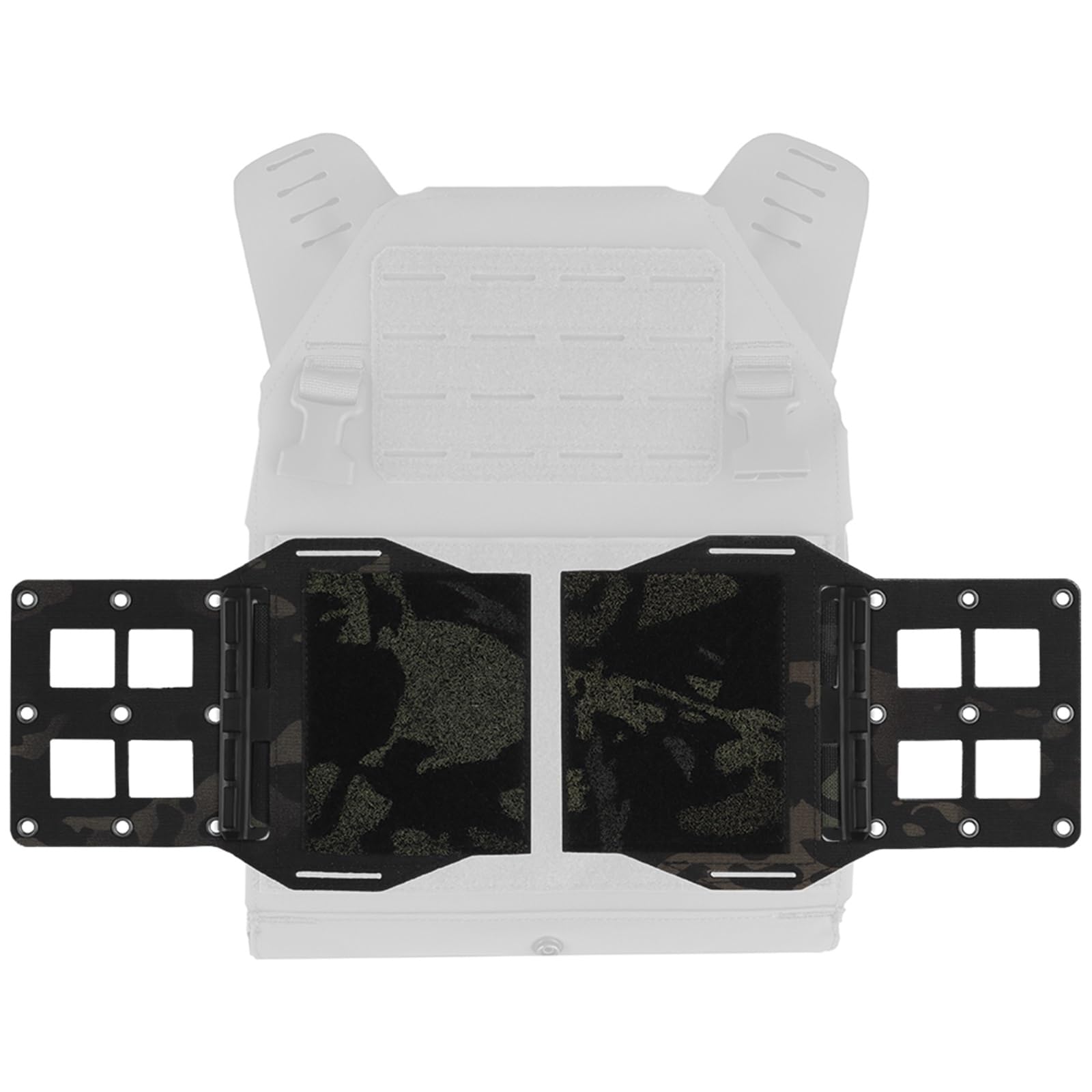 Camouflage MOLLE Expander Wing, Taktische Kummerbund-Verlängerung mit Klettverschluss für Plattenträger, Weste-Erweiterungspanel(Black CP)