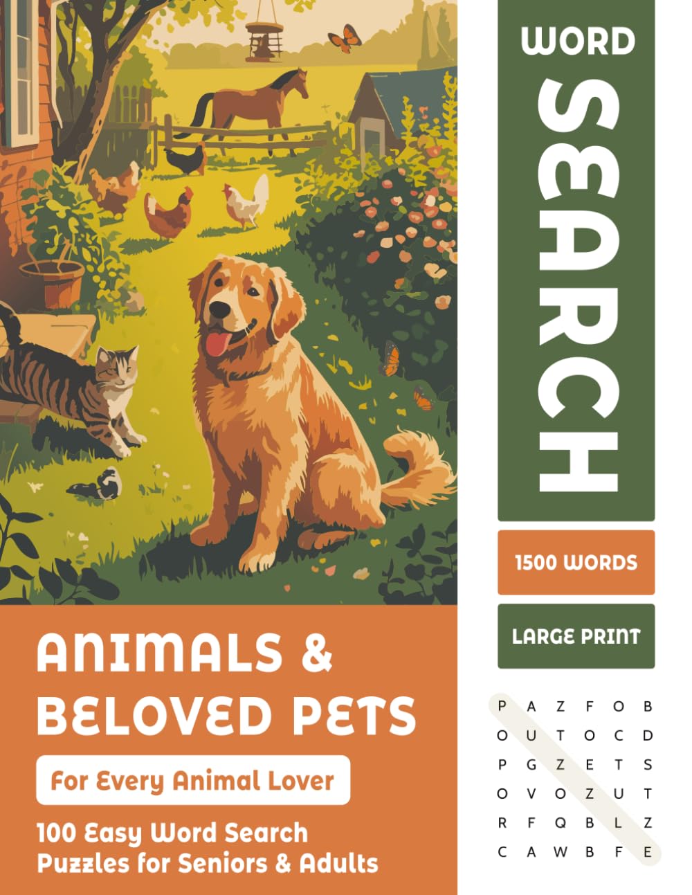 Animals & Beloved Pets Word Search for Seniors: 100 Large Print Puzzles for Animal Lovers