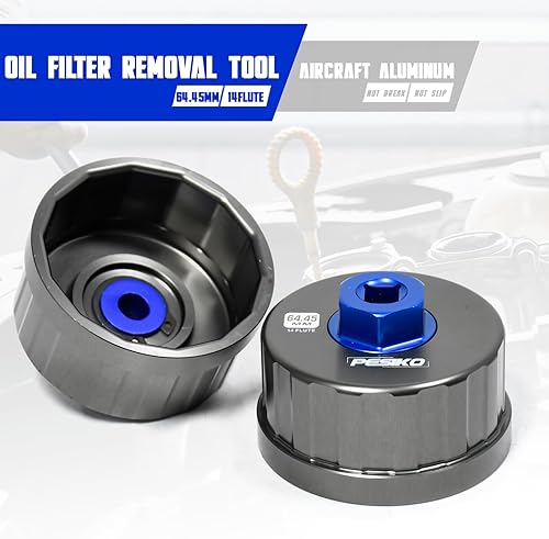 Miniatura 4 de PESIKO Llave de filtro de aceite de 14 flautas de 2.520 in para Toyota, Lexus y Scion, herramienta de extracción de filtro de aceite de aluminio