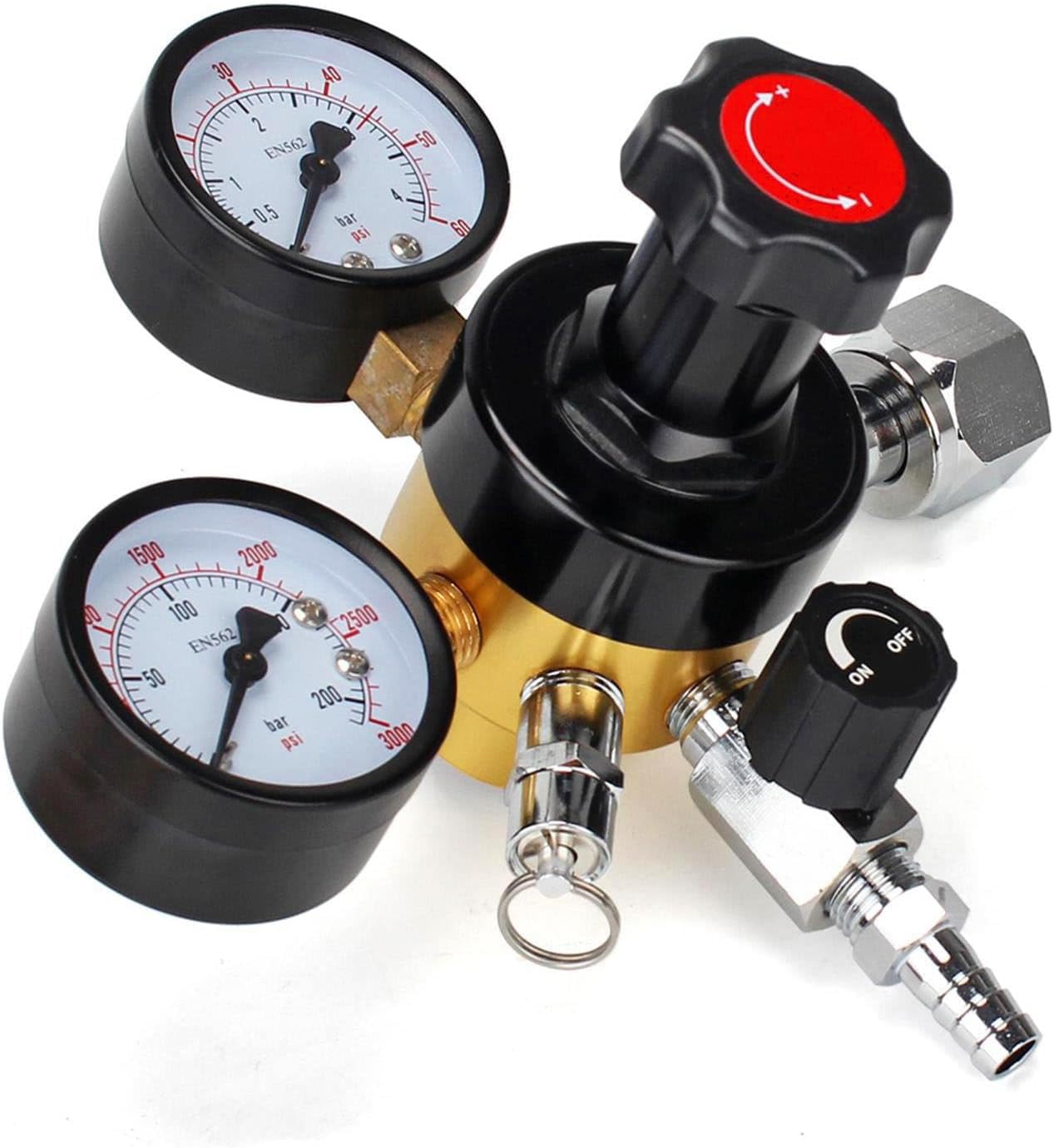Eastpole Regolatore per fusti di CO2 a doppio manometro, a sgancio rapido, regolatore per birra con valvola limitatrice di pressione di sicurezza, 0-4.1 bar, 0-207 bar pressione del serbatoio