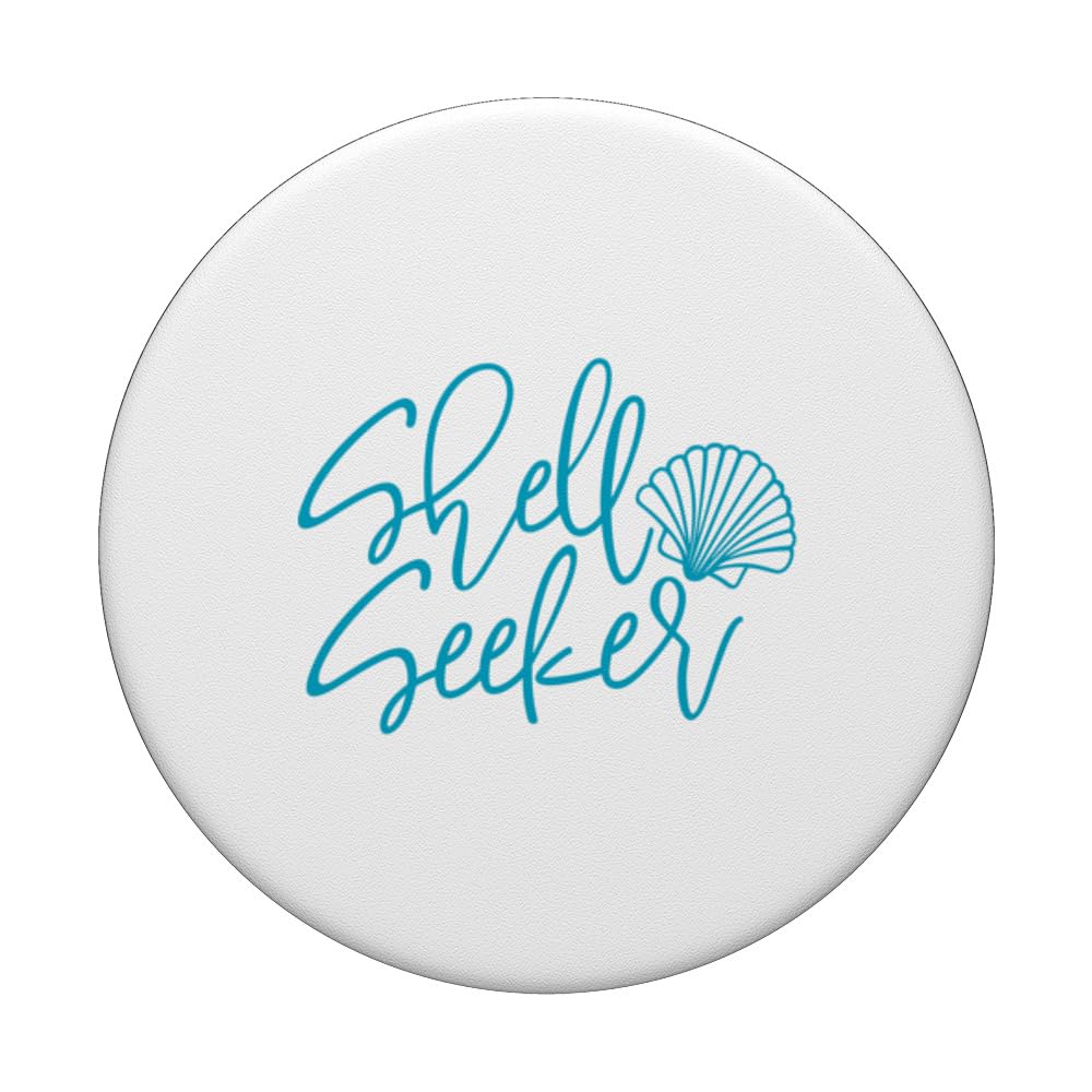 Shell Seeker Beach Funny Summer Quote Graphic PopSockets Swappable PopGrip, Black - Image 3