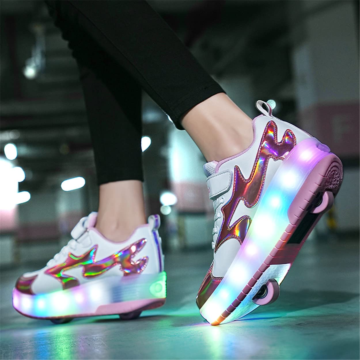 Zapatos con Ruedas Zapatillas con Dos Ruedas para niños y niña Led Luces Zapatillas con Ruedas Se Puede Bambas con Ruedas Carga con USB Automática Calzado de Skateboarding