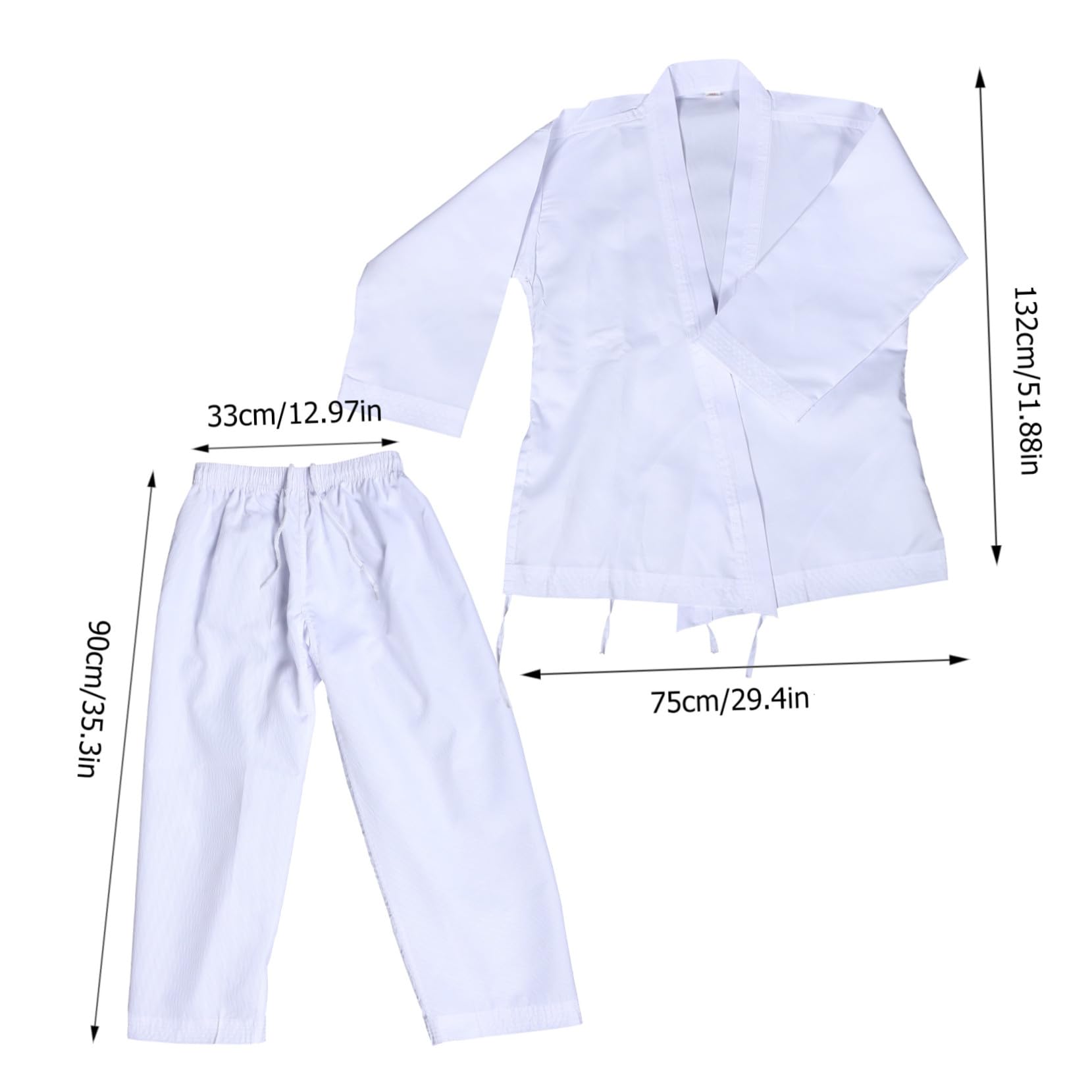 Tenue de Karaté pour Adulte en Polyester Blanc Ceintures Élastiques Pratiques, pour L'entraînement Compétition, 1 Set de Vêtements de Sport Confortables