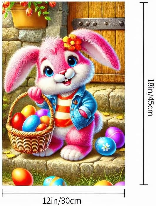 Easter Garden Flag 12x18 inch Double Sided Cute Bunny Garden Flags Eggs Yard Flag Easter Decoration for Outside Decor Yard Porch Outdoor Banner Summer Spring Decorations - Image 2