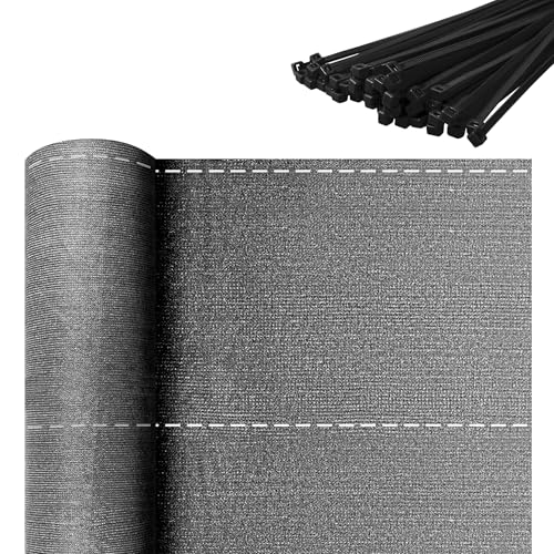 AufuN 1.5X 10 m Windschutz Zaunblende Sichtschutz Sonnenschutz Schattiernetz Tennisblende aus HDPE 150 g/m² Schattiergewebe für Garten, Balkon, Grau