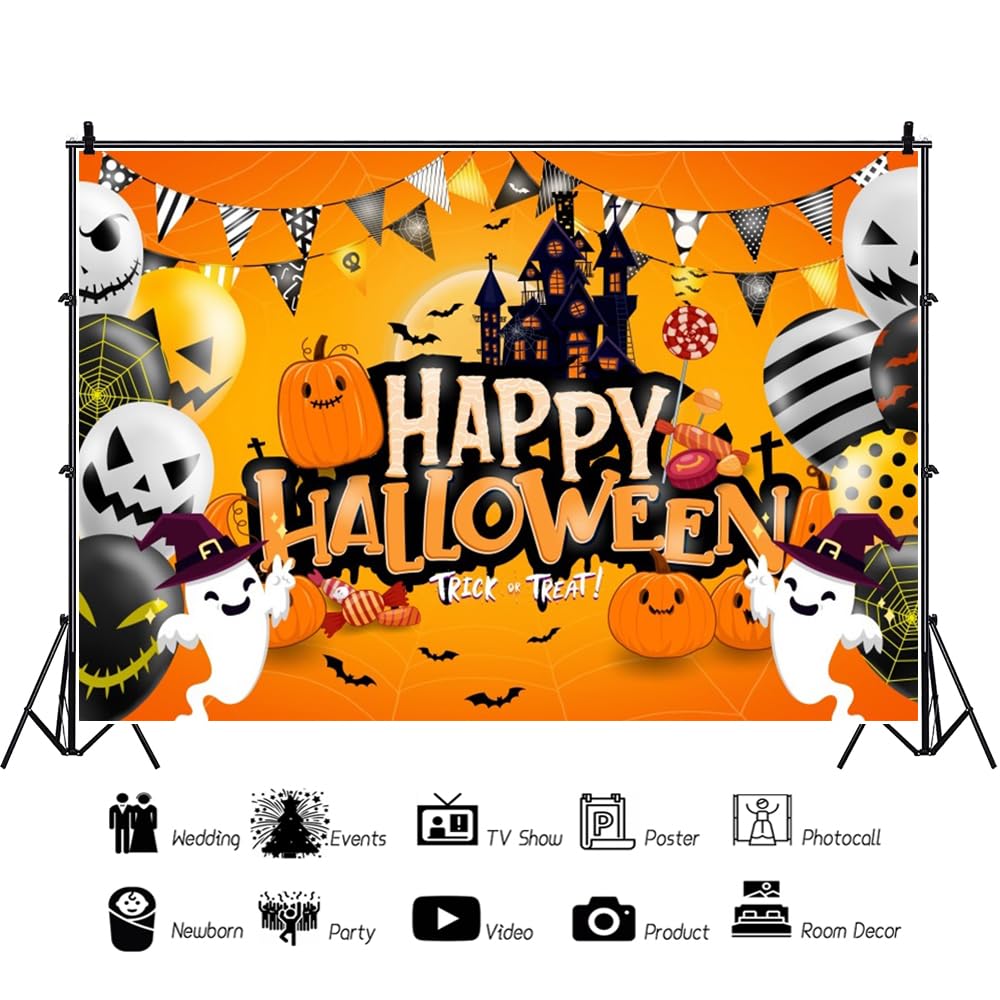 Amazon | Qinunipoto 背景布 ハロウィン Happy Halloween ハロウィーン