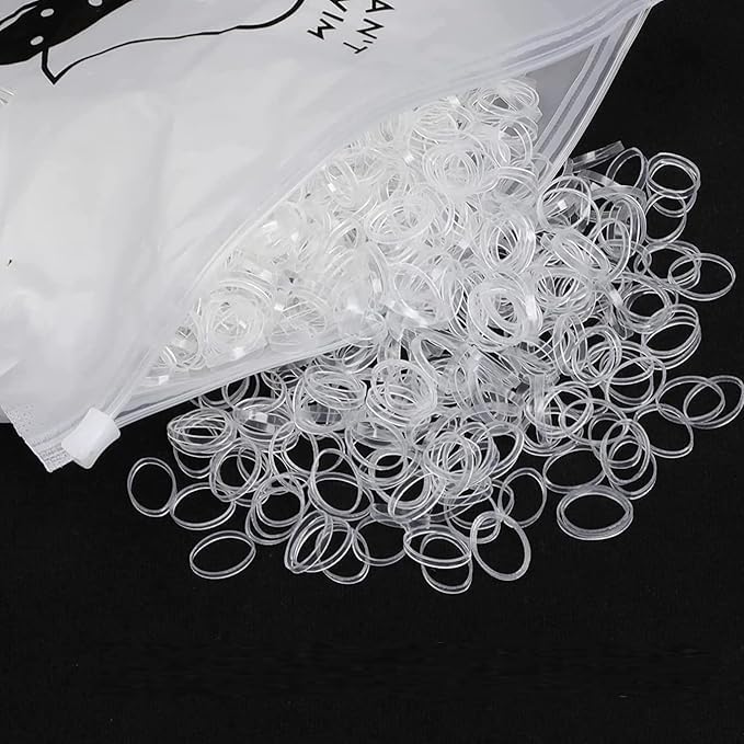 SINGARO 1000pcs transparent Mini Rubber Bands, Soft Small Hair Ties for Kids Toddlers Girls, Elastic Ponytail Accessories, No Damage Baby Hair Styling (TRANSPARENT)