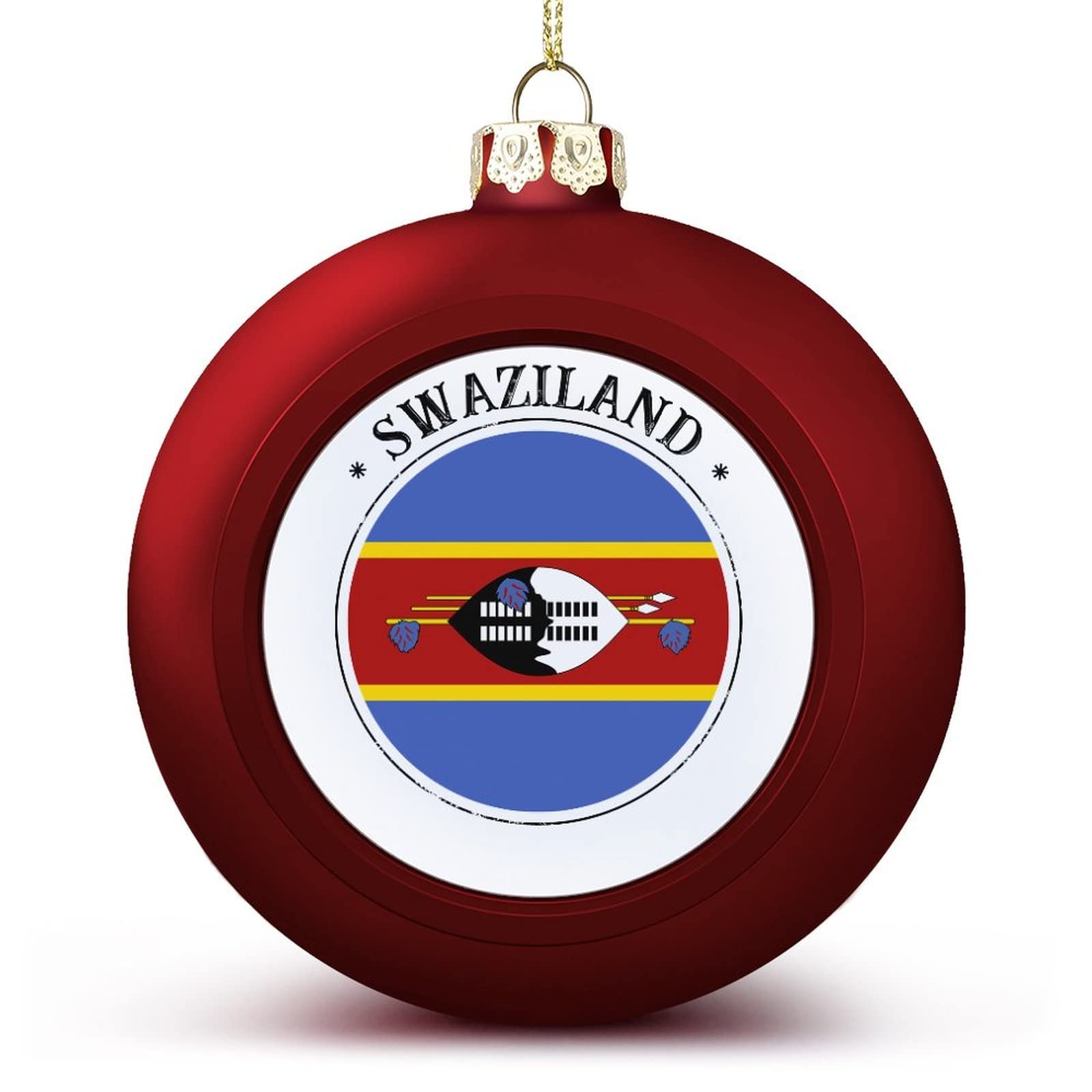 Swaziland Flag Christmas Balls Ornaments - National Flag Keepsake - Red Swaziland Hanging Ornaments Balls for Christmas Trees Merry Christmas Baubles New Year for Family