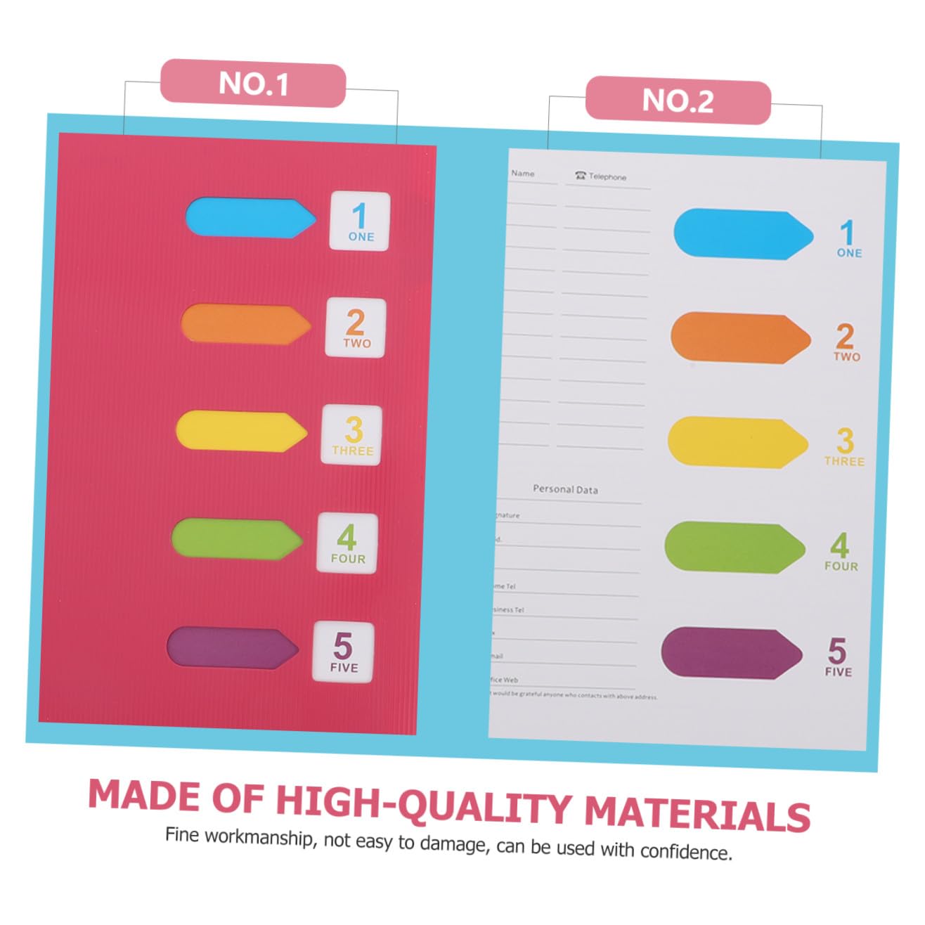 2 pièces Cahiers à Spirale avec Intercalaires Colorés Bloc-notes Épais pour Étudiants et Bureau Papier pour Notes et Organisation Journalière