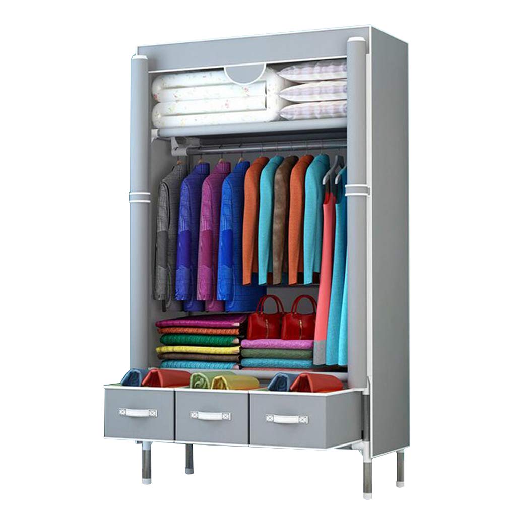 Armoire portable grise contre le manque de place : placard en tissu pour petits appartements