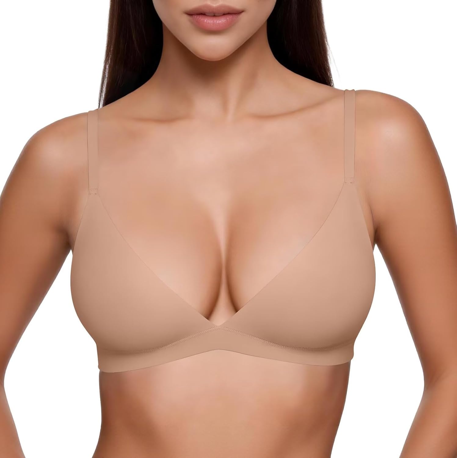 Vertvie Womens Wireless Triangle Bralette Plunge Unlined Seamless Bras No Underwire Sexy Comfortable Unpadded Everyday Bra