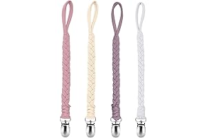 Baby Pacifier Clips Set | 4-Pack of Durable Braided Rope Clips with Unisex Design