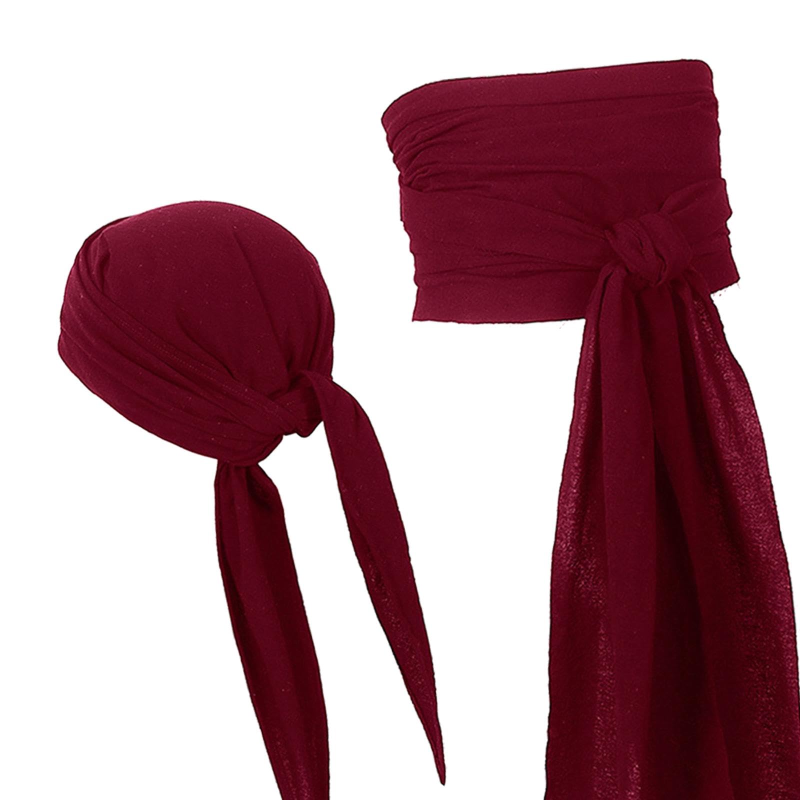 5 set di pirata sciarpa cappello accessori pirata cintura in vita pirata festa pirata fascia fascia rosso scuro