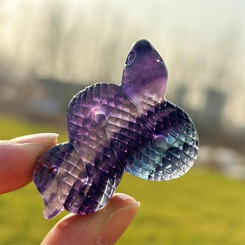 Miniatura 6 de Arco iris Rluorita Cristal Serpiente Cristal de Cuarzo Cráneo Cristales y Piedras Decoración Reiki (Fluorita)