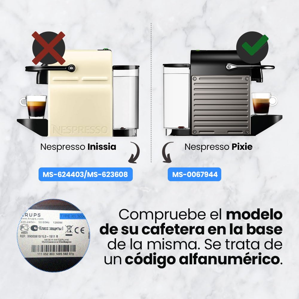 Anakel Home Repuesto Depósito Agua Cafetera MS-0067944 Compatible con Cafetera Nespresso Pixie XN3005, XN3006, XN3008 | Tanque de Agua, Plástico Resistente, Incluye Tapadera, 0.7L