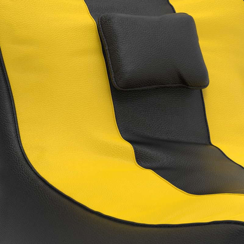 Image of Biggie Bean Bag with Beans Filled 6XL Zuno Lounger-Laziness Pro Max-Crafted for Comfort-Styled for Elegance with Free Cushion & Footrest (Matching Color : Leatherette Black Yellow)