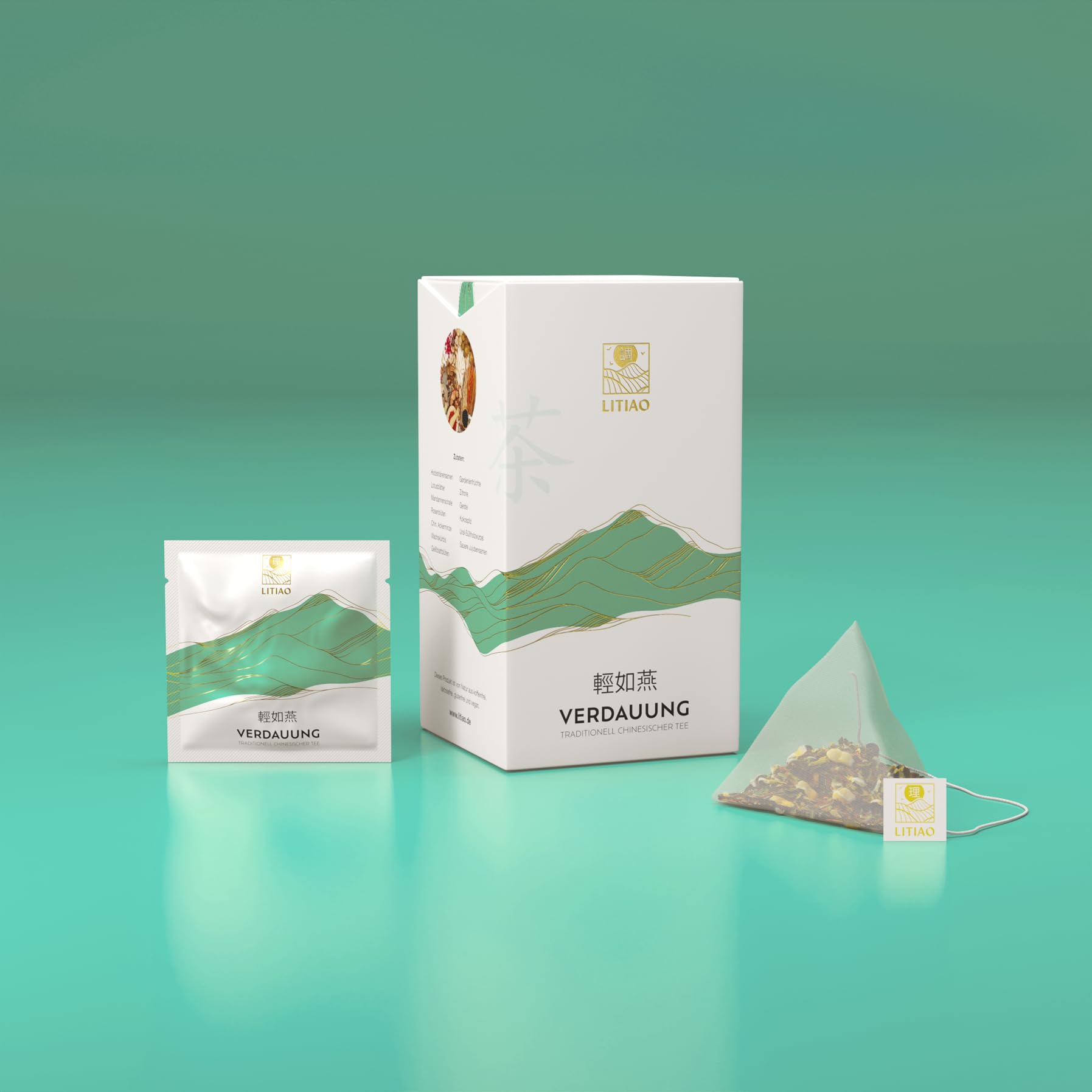 LITIAO VERDAUUNG - Traditionell Chinesischer Kräutertee | Mit 13 TCM-Kräutern | 45 Pyramidenteebeutel | Koffeinfrei | 3 Packung