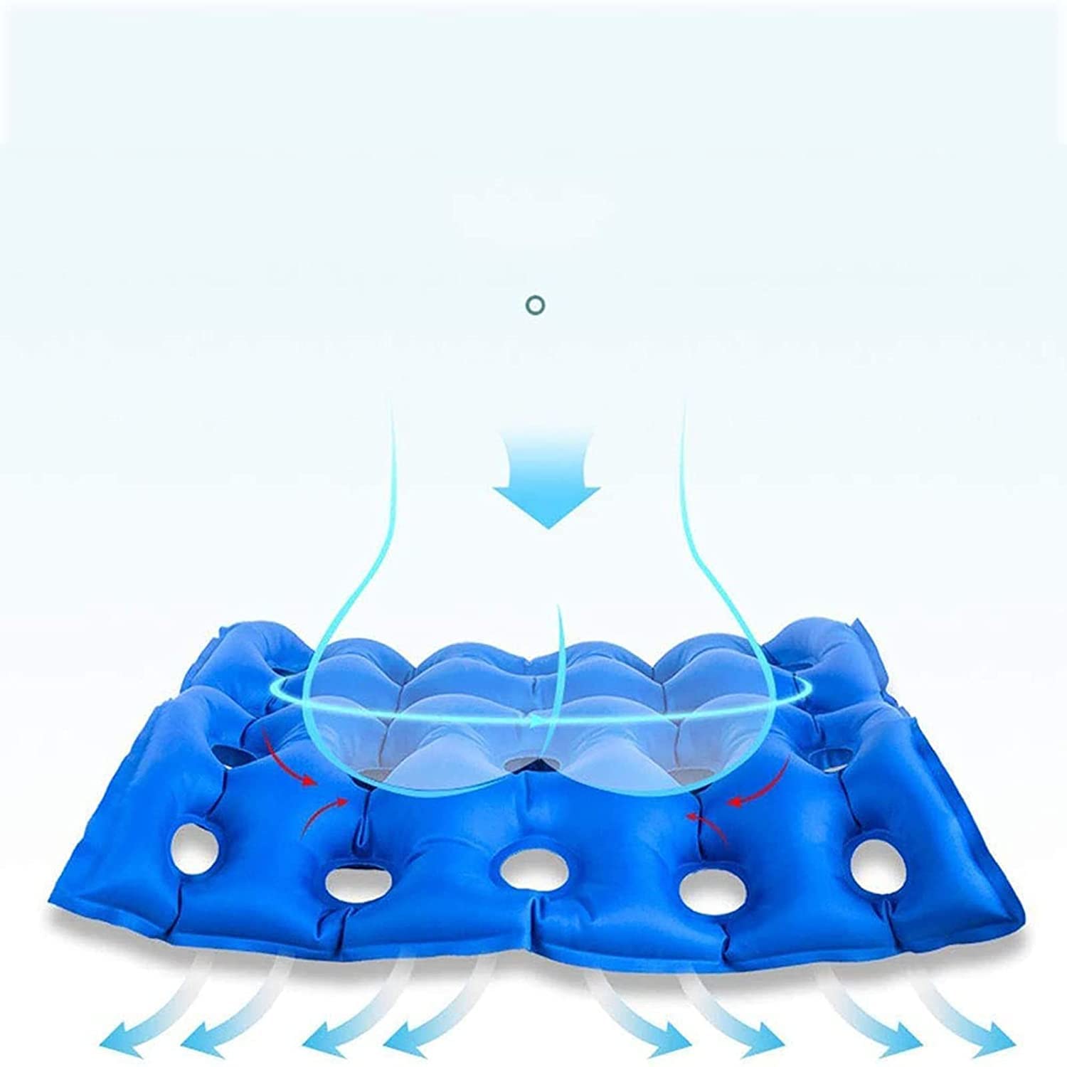 FOOJO Cojín de prevención de úlceras por presión médica, Asiento de cojín Inflable portátil con Bomba de Aire Adicional, para cojín de Asiento de Asiento prolongado para Uso Diario, 102 × 48 cm
