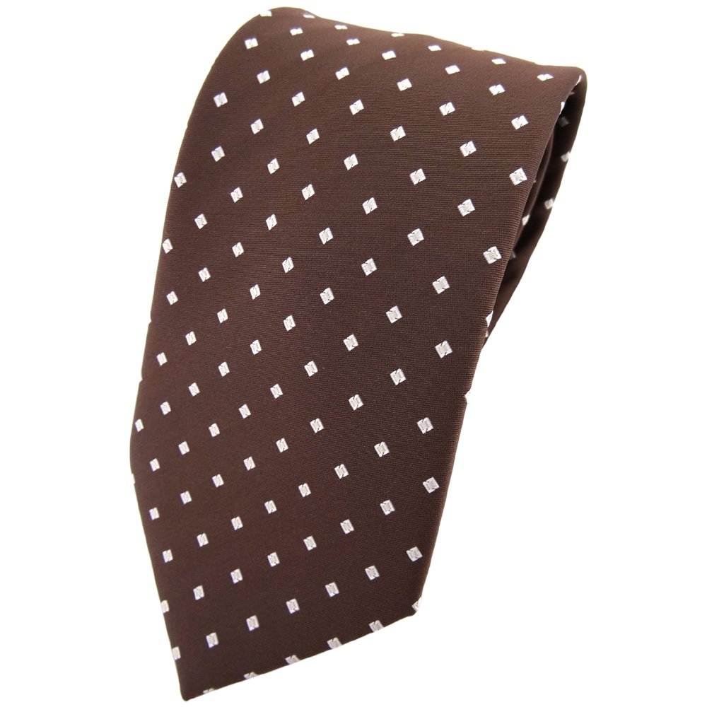 TigerTie tie necktie brown nut-brown silver dotted with Karos - Tie necktie