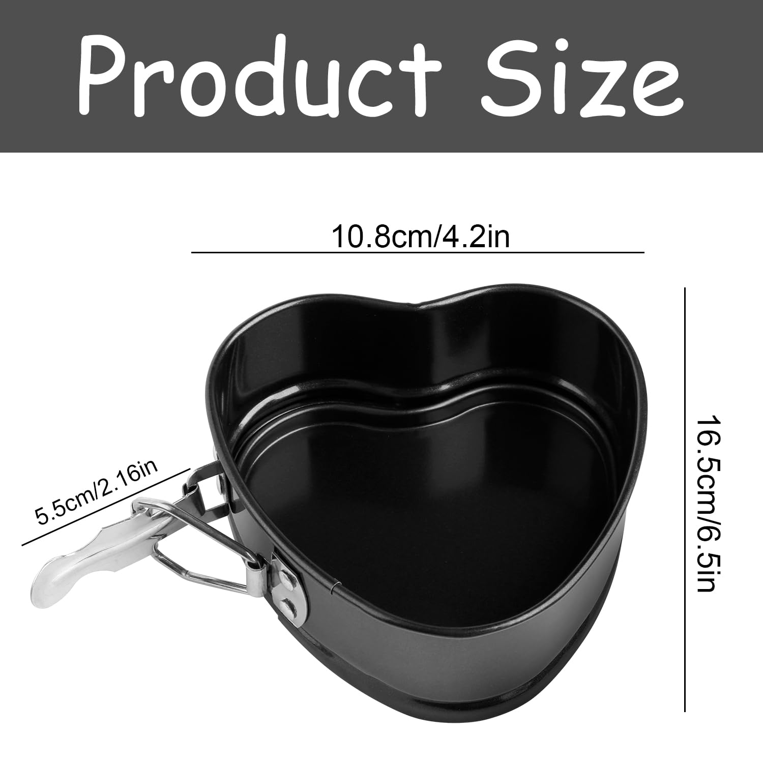 Luckious 4-Inch Heart-Shaped Springform Cake Pan, Non-Stick Carbon Steel Chiffon Cake Mold with Removable Bottom - Image 2