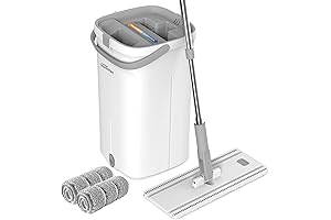 Flat Mop and Bucket System, Separates Dirty and Clean Water, Self Cleaning...