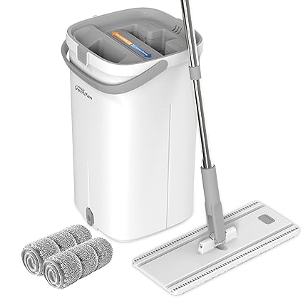 Ventifan Flat Mop and Bucket Set, Hands Free Flat Floor Mop,Separates Dirty and Clean Water,Wet and Dry Use,Self Cleaning Flat Mops for Floor Cleaning, Mop and Bucket System