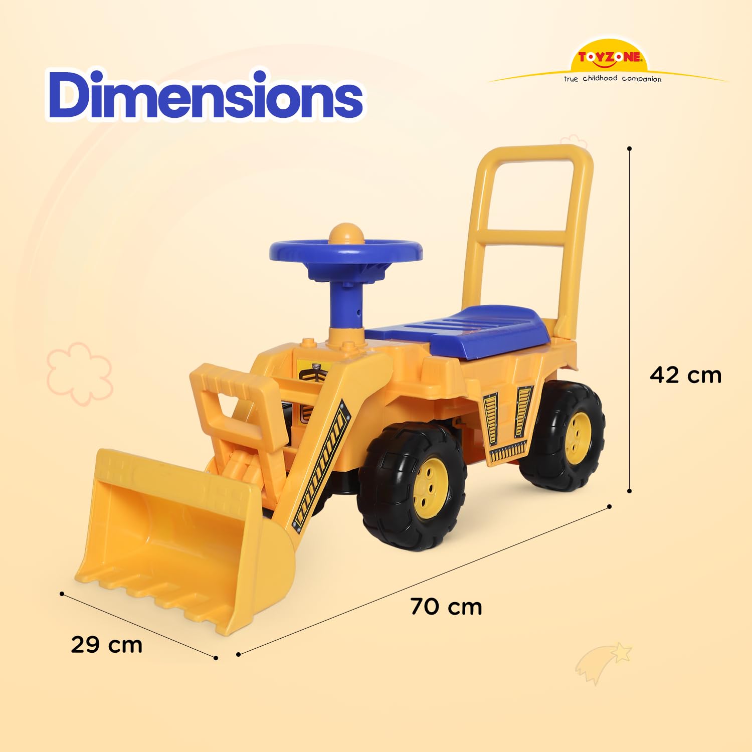 Toyzone Mini Bulldozer-50803 | Baby Car | Kids Car | Toy Car| Push Car| Storage Seat | Swing Car| Ride on Car with Horn 2