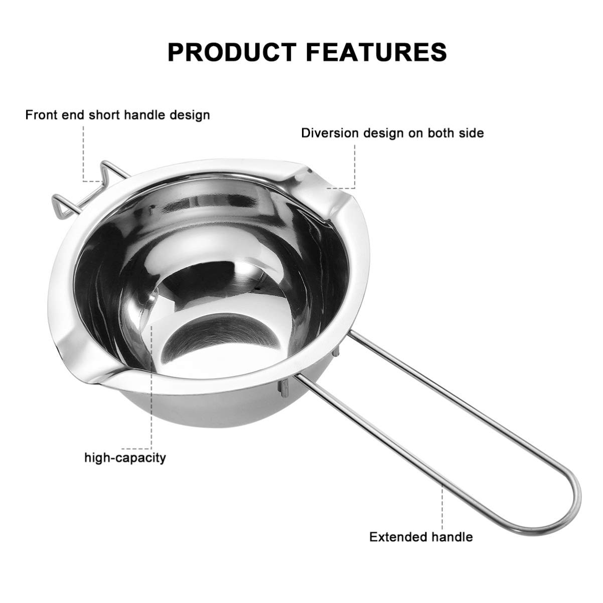 CIYODO 2pcs Stainless Steel Melting Pot Chocolate Butter Melting Pot Double Pour Spouts Material for Home Kitchen Restaurant Use