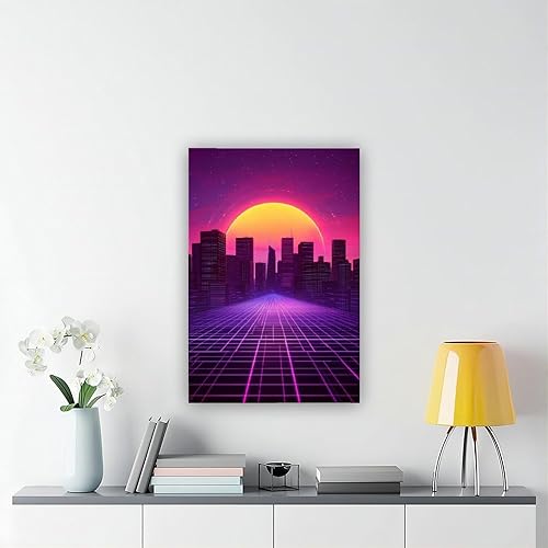 Miniatura 6 de ZMLIS Retro Futurism Wall Art  Minimalist Neon Cityscape Poster, Sci-Fi Synthwave Decor for Gamers & Teens Canvas Poster Bedroom Decor Sports
