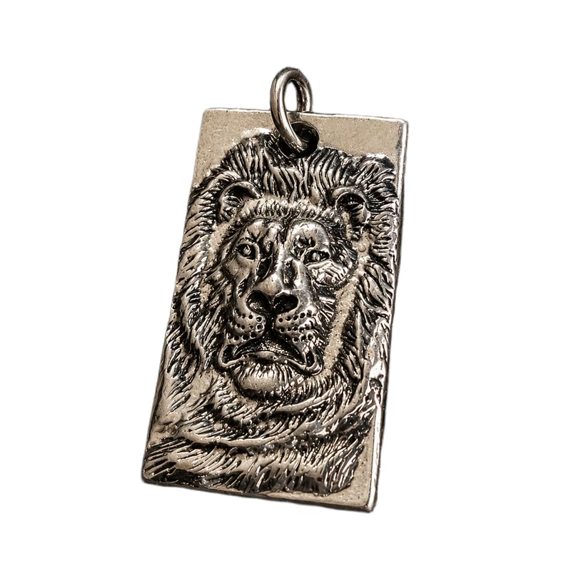 Stainless Steel Lion Head Pendant Charm, Detailed King of the Jungle Pendant, Wildlife Inspired Statement Jewelry, Vintage Animal 45x26 mm. RR_CSP_0064-image-20