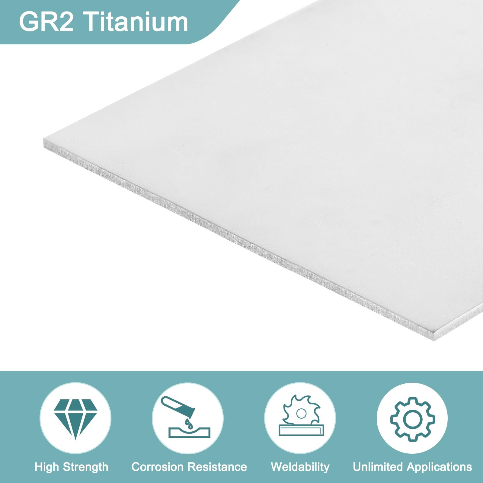 QUARKZMAN 2Pcs Lastra In Titanio GR2, 200x200x2mm Lamiera In Lega Di Titanio Per Lavorazione Metalli Macchinari Industriali (8"x8"x0.08")