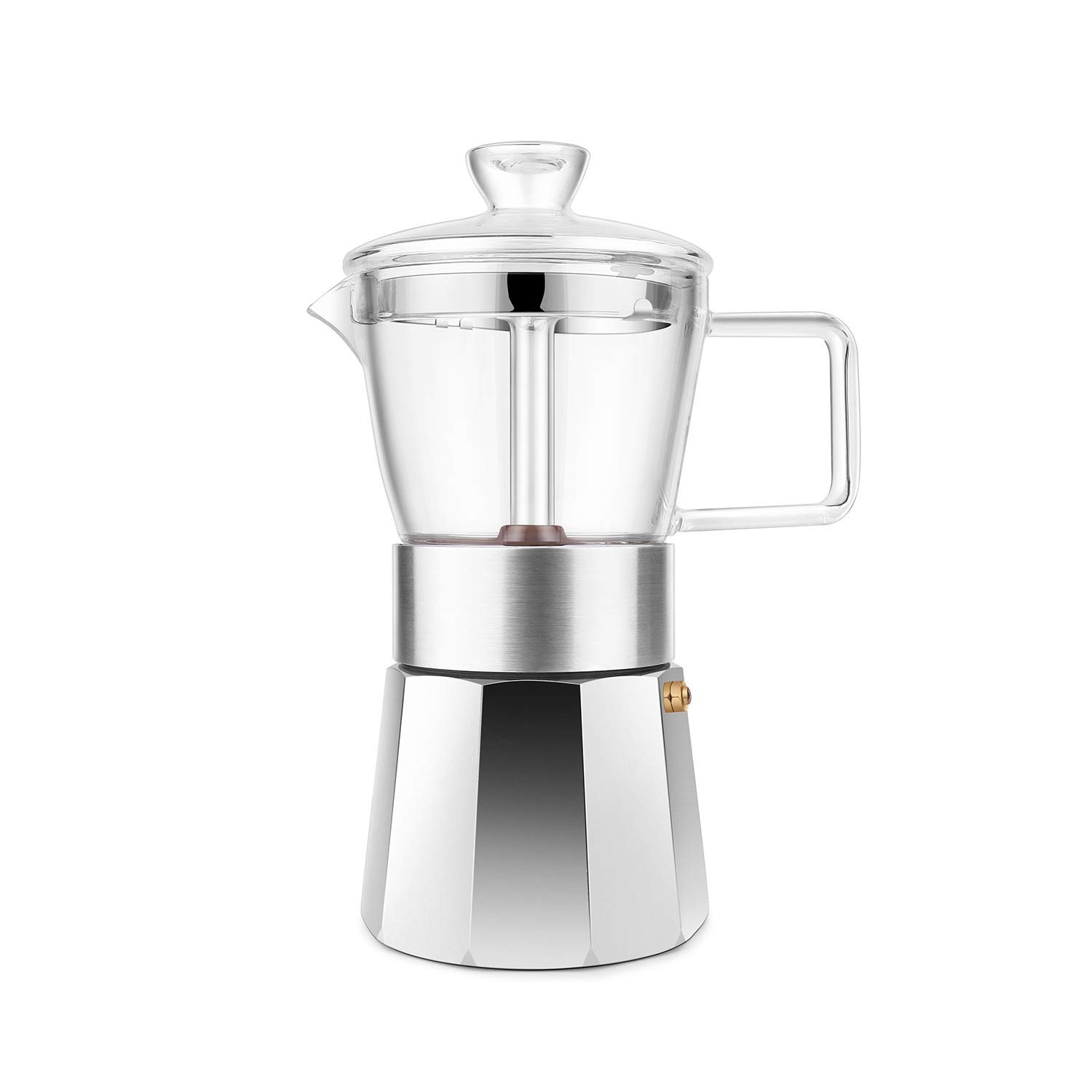 Buy Geesta Premium Crystal GlassTop Stovetop Espresso Moka Pot 6 Cup