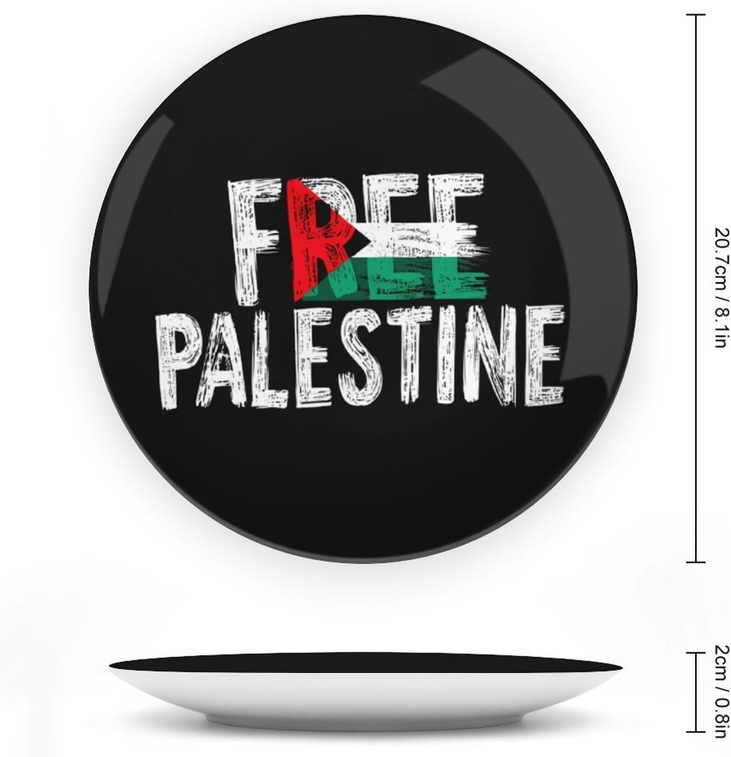 Free Palestine Bone Decorative Plate Ceramic Decorative Plates with Vertical Stand for Home Office Decor