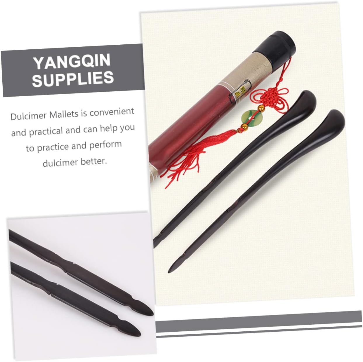 Sosoport 2-Piece Dulcimer Hammer Set Professional Yangqin Practice Mallets Premium Wood Hammers for Dulcimer Musical Instruments