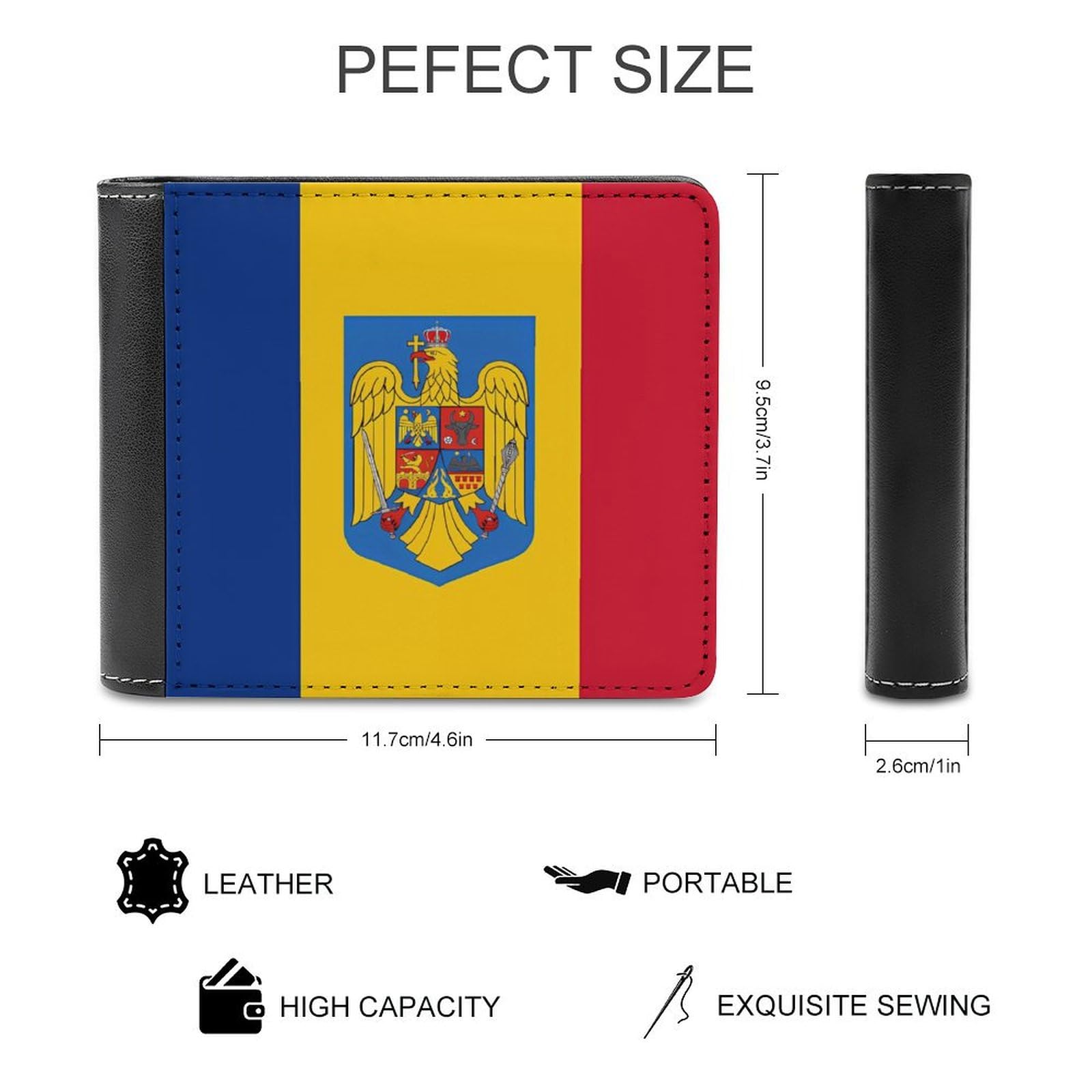 Flag of Romania Funny Men's Slim Bifold Wallet with Multiple Card Slots Front Pocket Purse