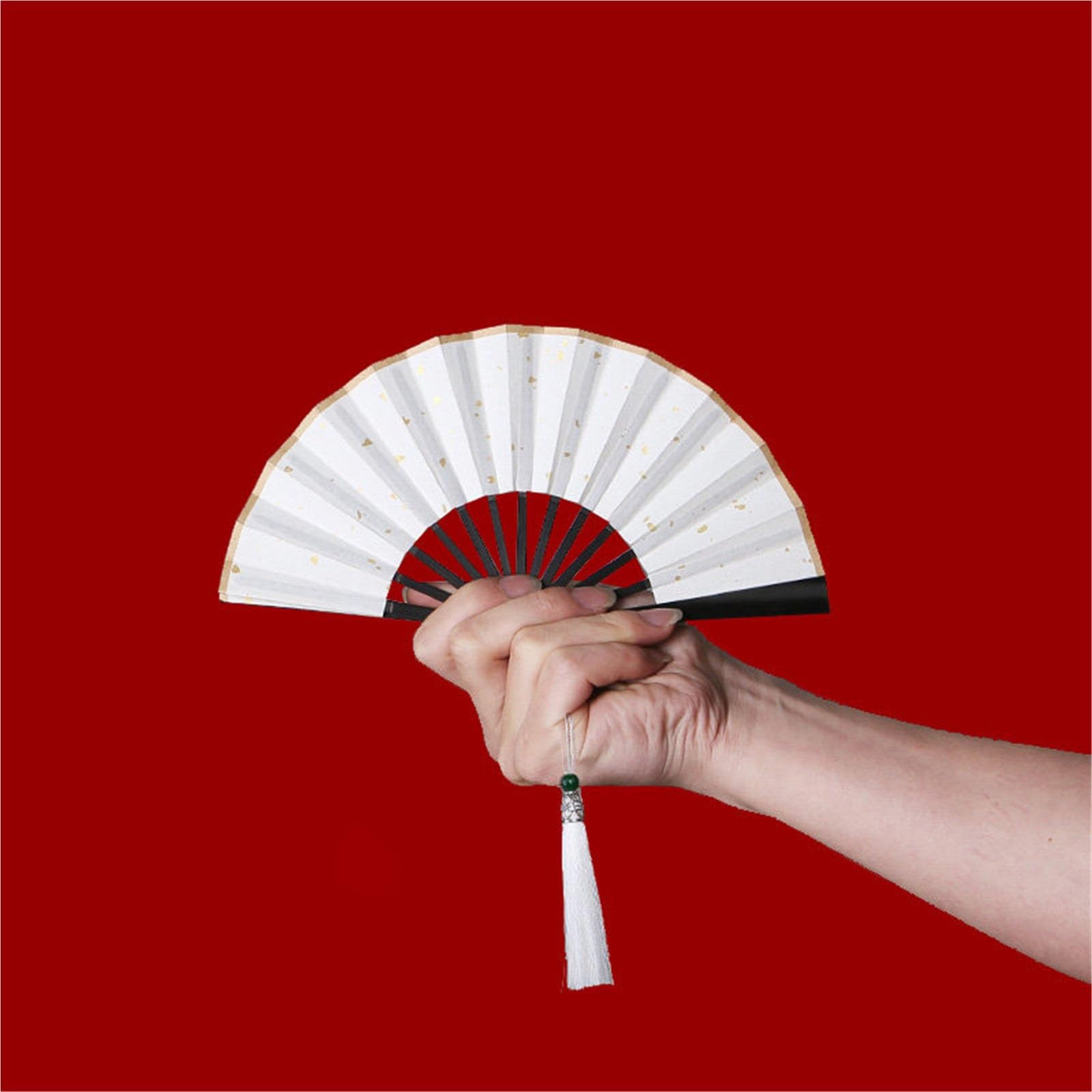 SXTYYH Mini 4-6inch Folding Hand Fan, Xuan Paper Chinese Style Folding Fans for Line Dancing, Pocket Size With Tassel, Handheld Fan for Women Foldable(4-inch white)