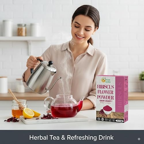 Miniatura 5 de Herbs Botanica Hibisco en polvo 100% puro y natural Hibiscus Sabdariffa para cabello, piel y uso de bricolaje, hojas de hibisco secas finamente