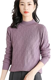 Suéter De Punto Corto De Lana De Color Sólido con Cuello Semialto Suelto para Mujer Suéter De Fondo para Mujer