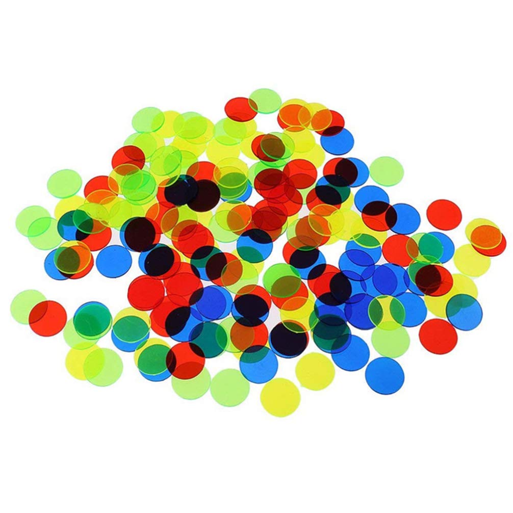 TOYANDONA 500 Marcadores de Plástico Transparentes Y Coloridos con Chip de Conteo de Bingo (Multicolores)