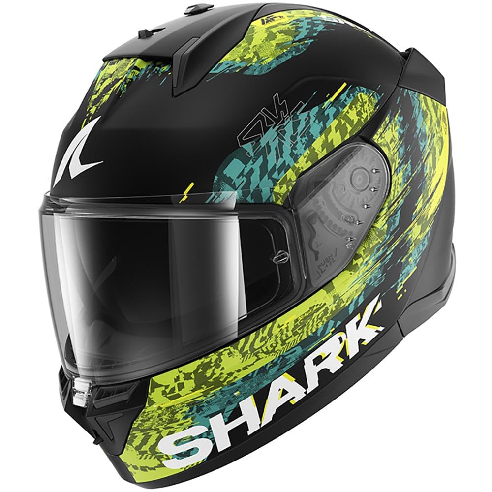 SHARK, Casque Moto Intégral D-​SKWAL 3 SPEED-​VIB Black Green Blue KGB, S