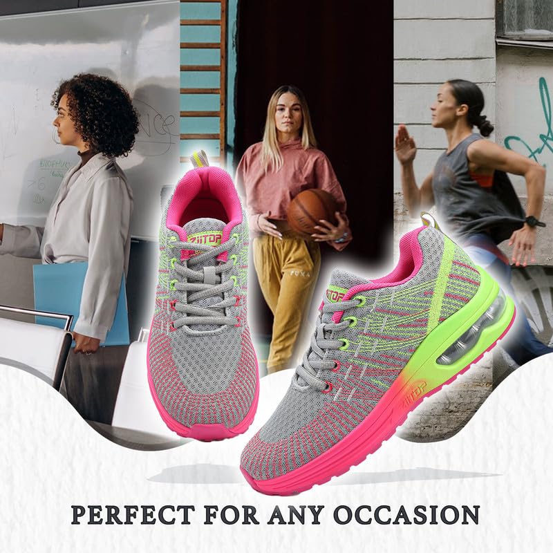 Chaussures de course à coussin d'air pour femme - Chaussures de marche légères et respirantes en maille - Chaussures de sport antidérapantes - Chaussures de sport décontractées pour la gym, le tennis,