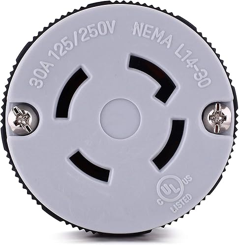 Miniatura 4 de Miady NEMA L14-30R - Enchufe para generador de 30 amperios, 4 clavijas, grado industrial, bloqueo, enchufe hembra de hasta 7,500 W, tipo de puesta a