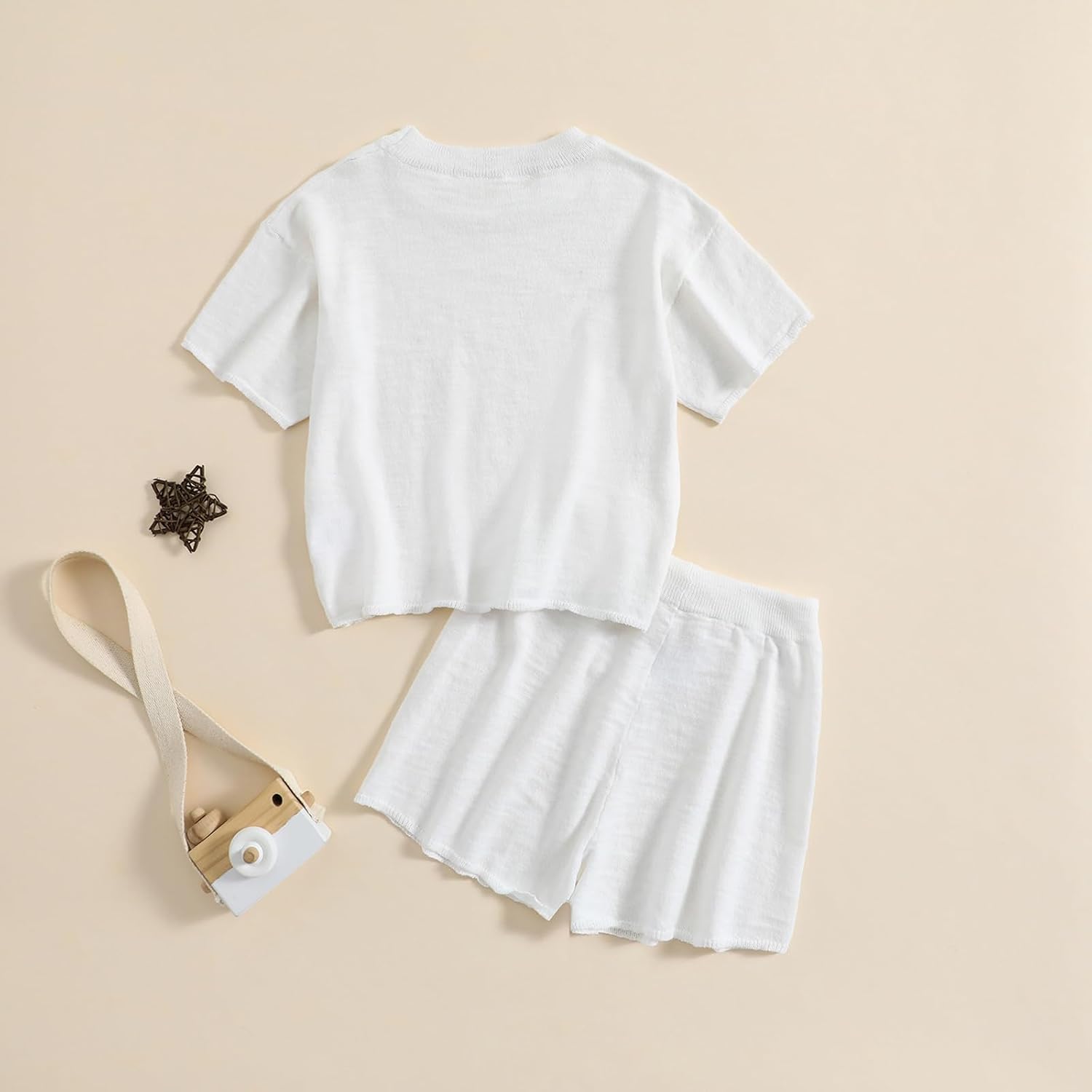 Neutral Kids Knit Wear Short Set Toddlers Cozy Resort Top + Shorts 2pcs Summer Set