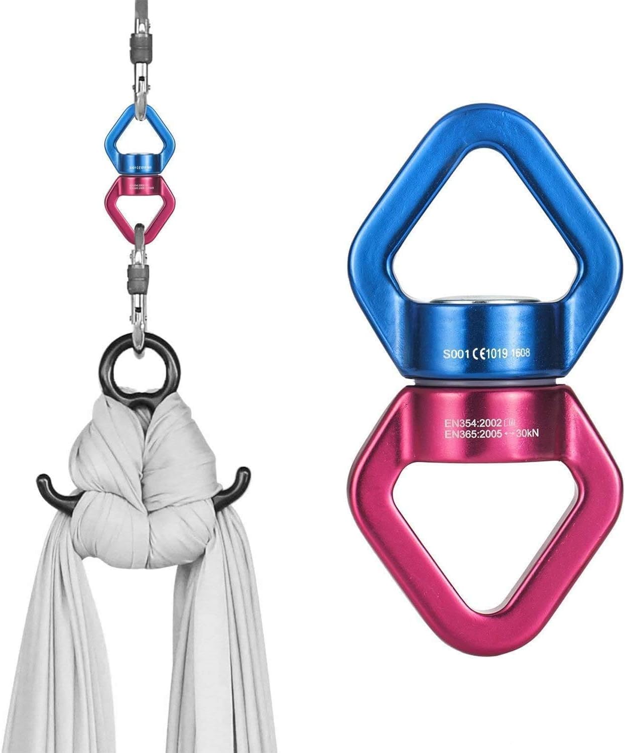 Columpio, dispositivo giratorio de 30 KN con certificado CE, dispositivo giratorio de 360°, accesorio colgante para columpio de árbol de red, silla hamaca, cuerda de escalada, yoga aéreo,
