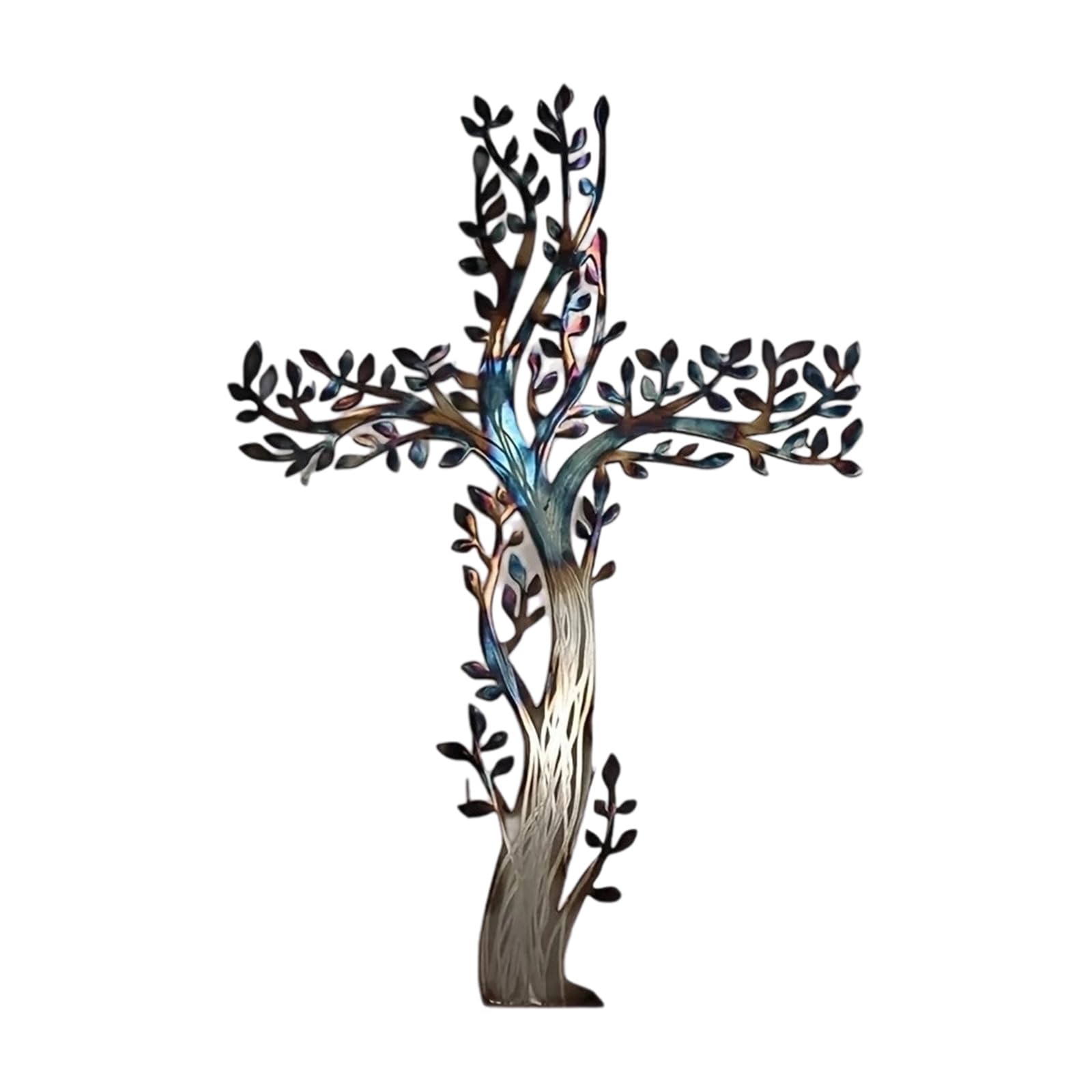 carotoe Metal Tree Crosses Wall Hanging Sculpture Religious Iron Wall Art Decoration for Living Room Spiritual Home Decors Religious Decors