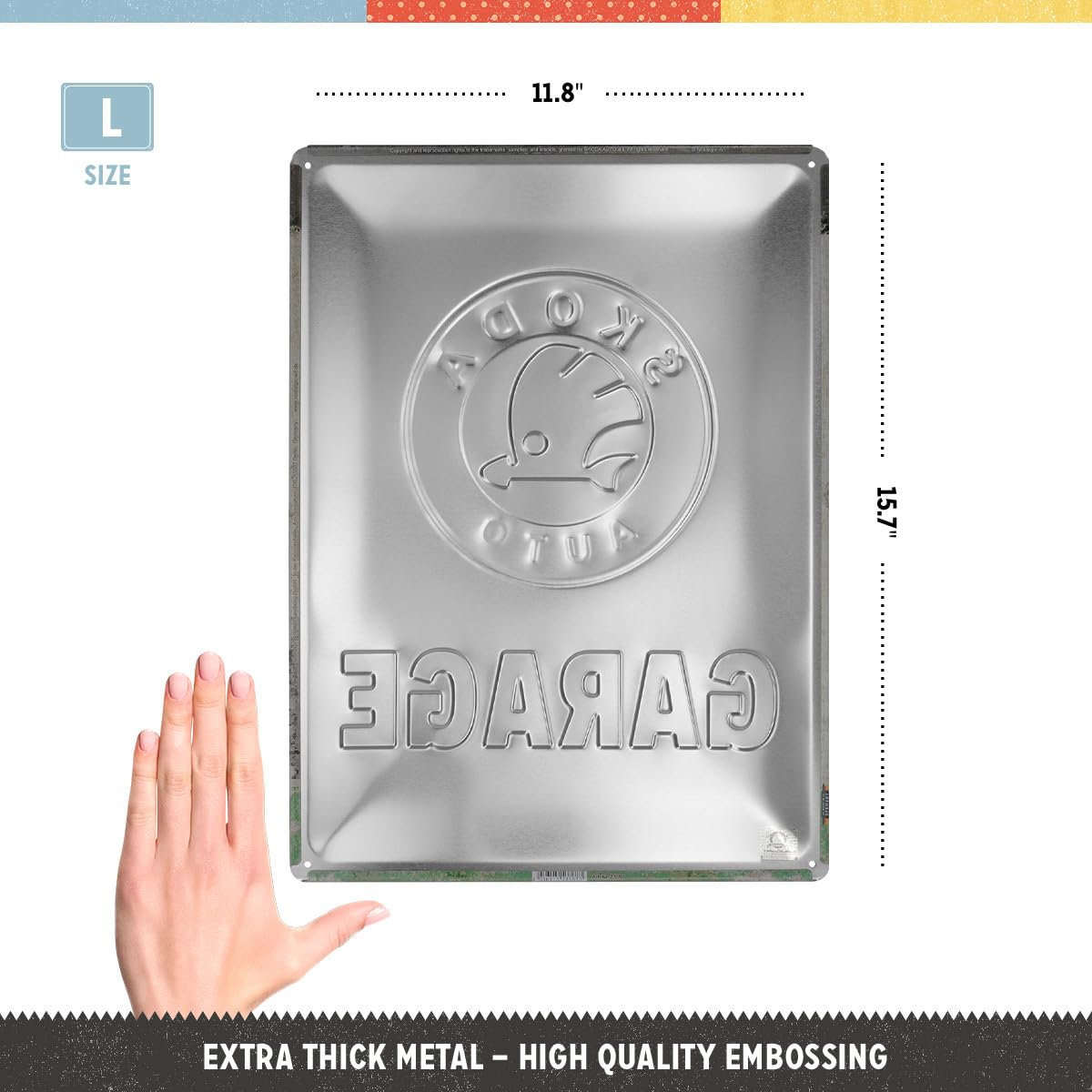 Nostalgic-Art Retro Blechschild, 30 x 40 cm, Skoda – Garage Green – Geschenk-Idee für Skoda-Zubehör Fans, Original Lizenzprodukt (OLP), aus Metall, Vintage Design, Blechschilder Sprüche | Original Skoda Lizenzprodukt (OLP), aus Metall, Vintage Design, Ble
