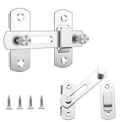 Flip Latch Lock Gate Latches Heavy Duty Door Stopper/Door Lock Latch for Home and Office Doors, Stainless Steel Bar Latch Safety Door Lock for Barn, Bathroom, Garage, Window, Sliding Door - Pack of 1