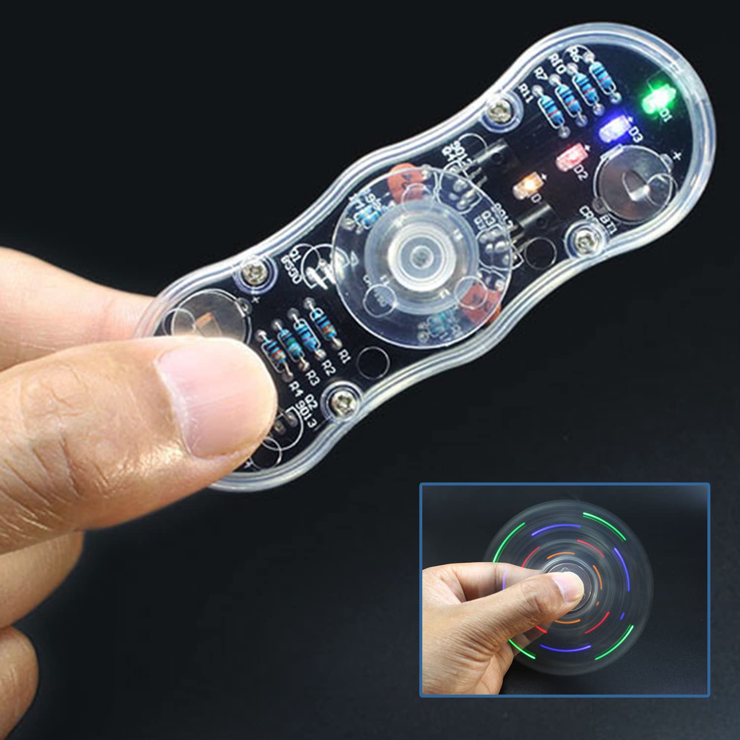 ISolderStore 2 Leaves LED Rotating Gyroscope DIY Kit Soldering Project Electronics Kit Soldering Practice Kit Suitable for Beginners