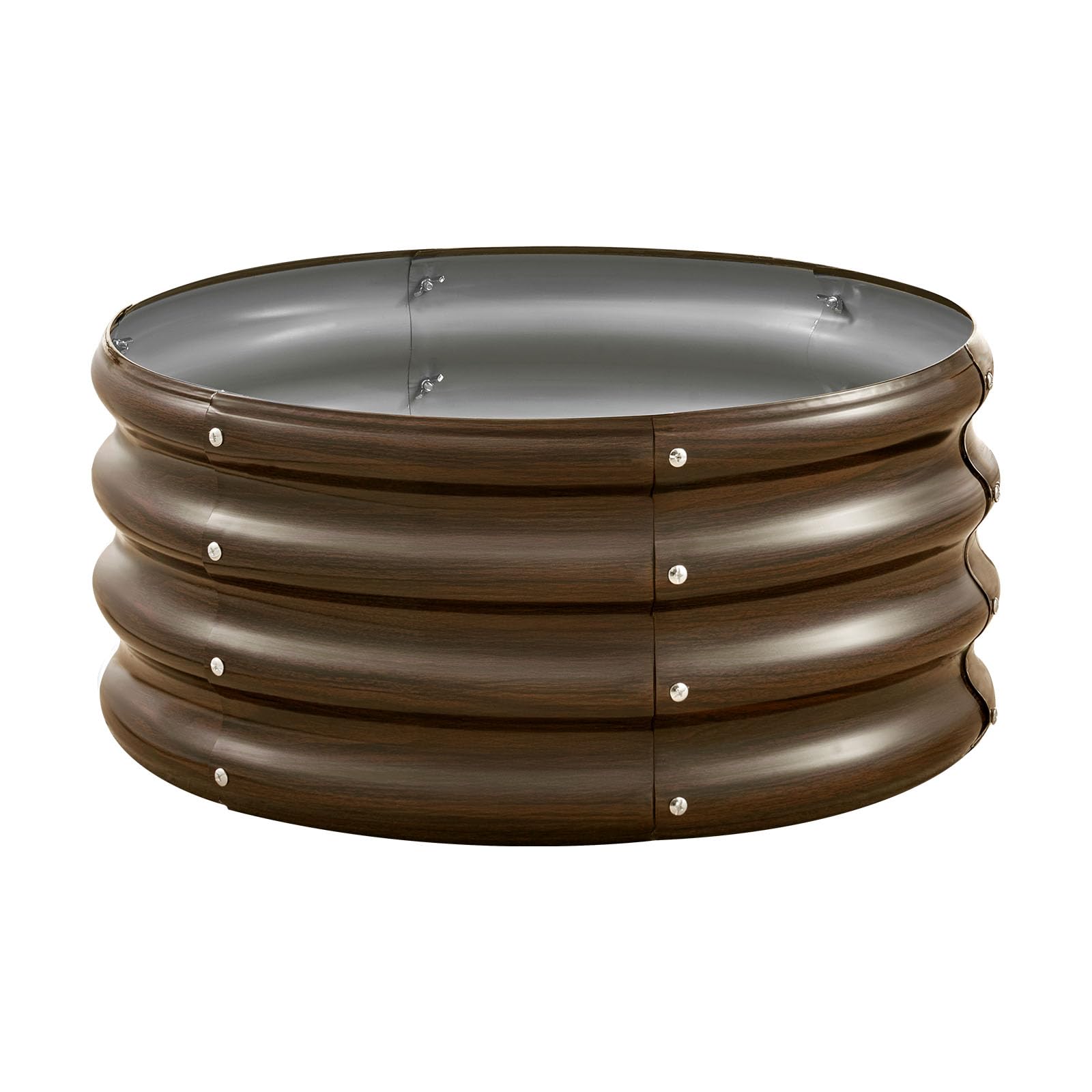 VEVOR Cama Elevada de Jardín 600 x 290 mm Redonda 3 Piezas, Jardinería Elevada de Metal con Base Abierta para Cultivo de Flores Plantas Hierbas Huerto con Accesorios para Jardín Terraza Patio Balcón