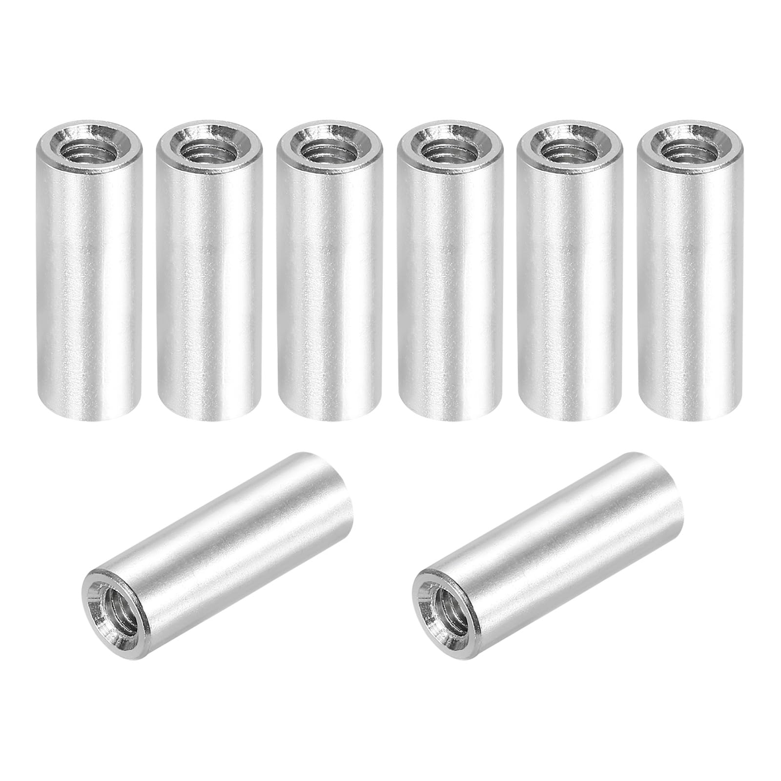 sourcing map 8 Pcs M3x20mm Round Aluminum Standoff Column Spacer, Coupling Screws Female Threaded Spacers for RC Multirotor Parts DIY FPV Quadcopter (Silver Tone)
